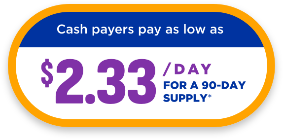PAY AS LOW AS $2.33 A DAY FOR A 90-DAY SUPPLY*
