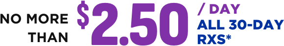 No more than $2.50 per day. All 30-day RXs.